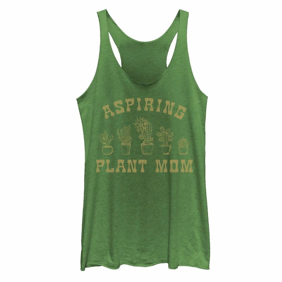 Tops * | Juniors' Aspiring Plant Mom Distressed Line Art Graphic Tank