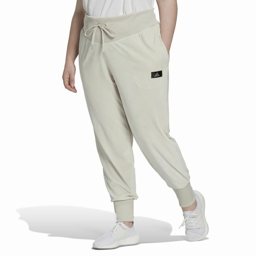 Bottoms * | Plus Size Adidas Holidayz Cozy Velour High-Waisted Joggers