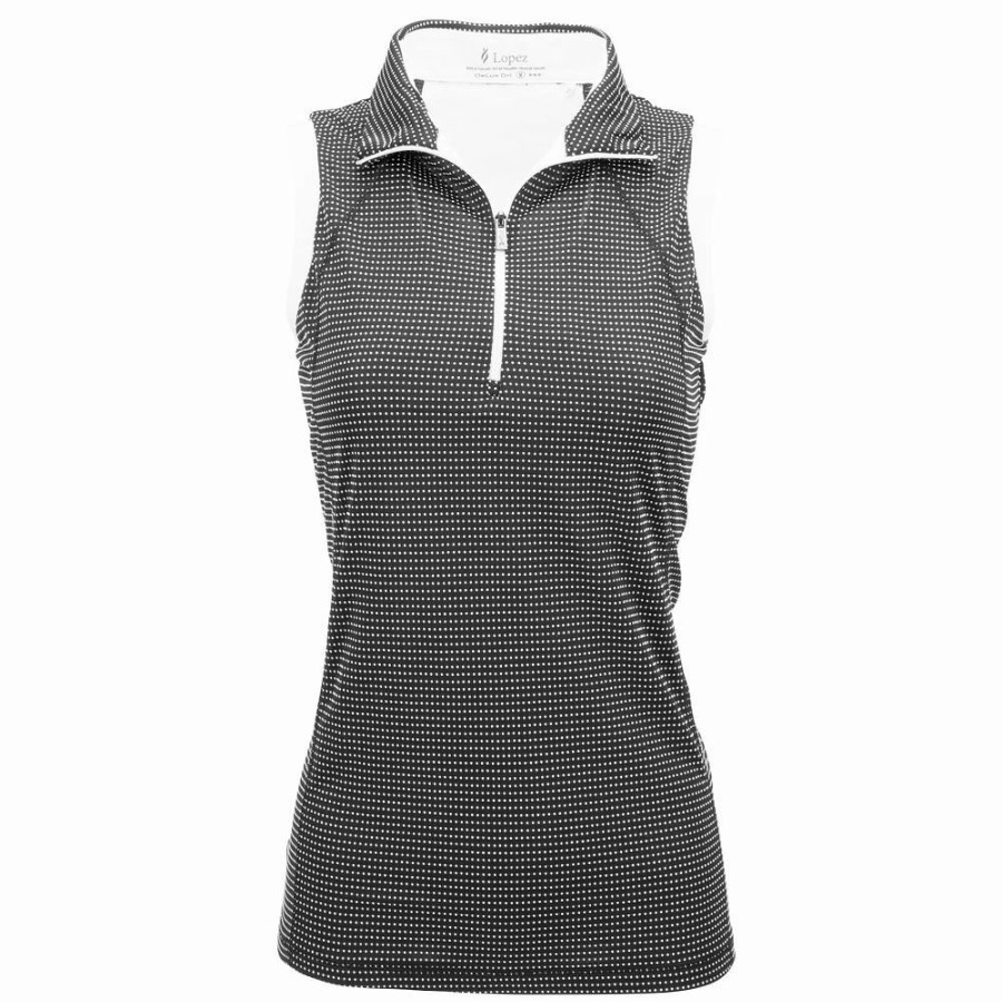 Tops * | Women'S Nancy Lopez Golf Zone Sleeveless Polo Black