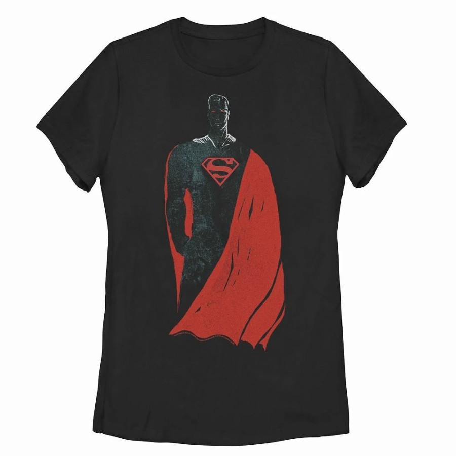 Tops * | Juniors Dc Fandome Superman Stance Dark Portrait Graphic Tee