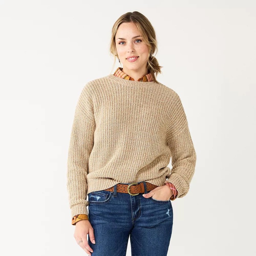 Tops * | Petite Sonoma Goods For Life Drop Shoulder Pullover Sweater