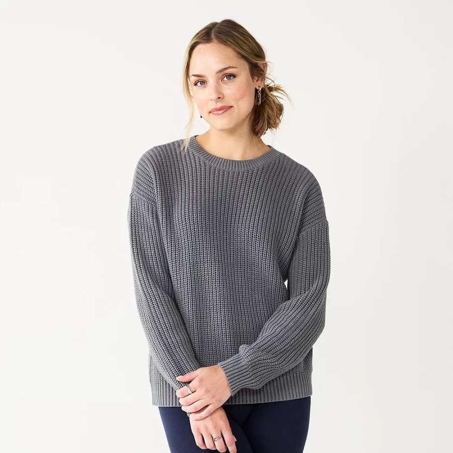 Tops * | Petite Sonoma Goods For Life Drop Shoulder Pullover Sweater