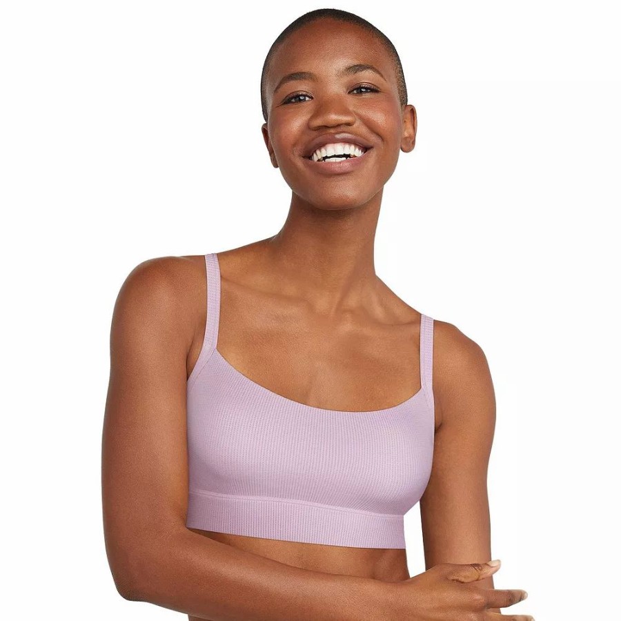 Underwear * | Hanes Ultimate Comfort Flex Fit Authentic Longline Scoop Crop Bralette Dhy201