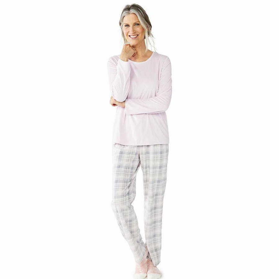 Sleepwear * | Women'S Croft & Barrow Velour Long Sleeve Pajama Top & Pajama Pants Set