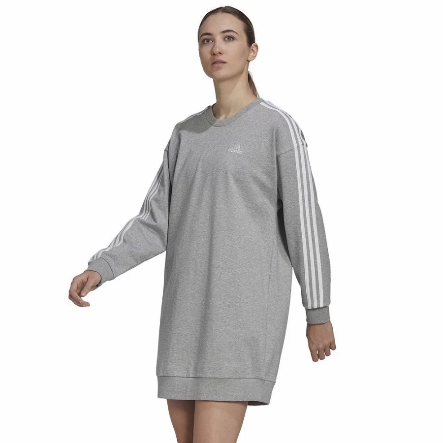 Dresses * | Women'S Adidas Essentials 3-Stripes Sweatshirt Dress