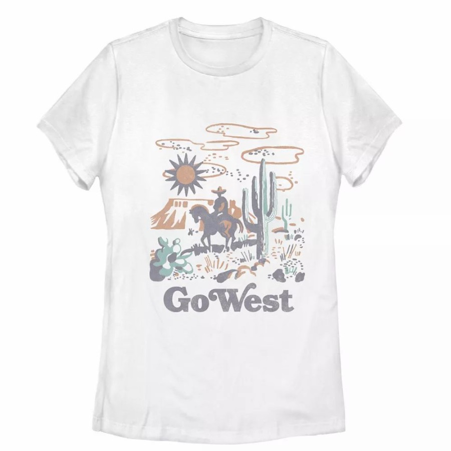 Tops * | Juniors' "Go West" Landscape Tee