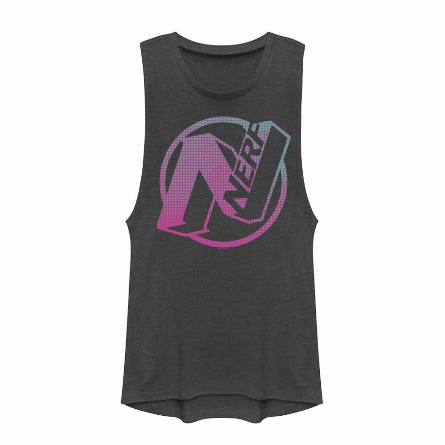 Tops * | Juniors' Nerf N Gradient Comic Style Logo Muscle Tank Top