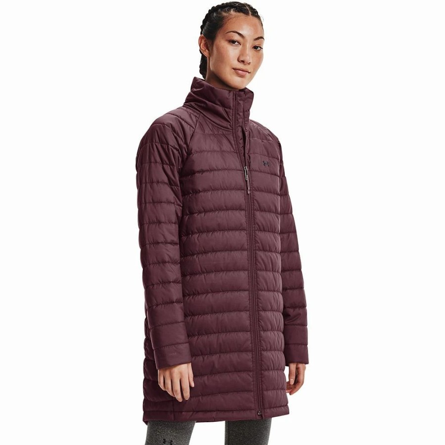 Outerwear * | Women'S Under Armour Hooded Insulate Parka Jacket Ash Plum Black