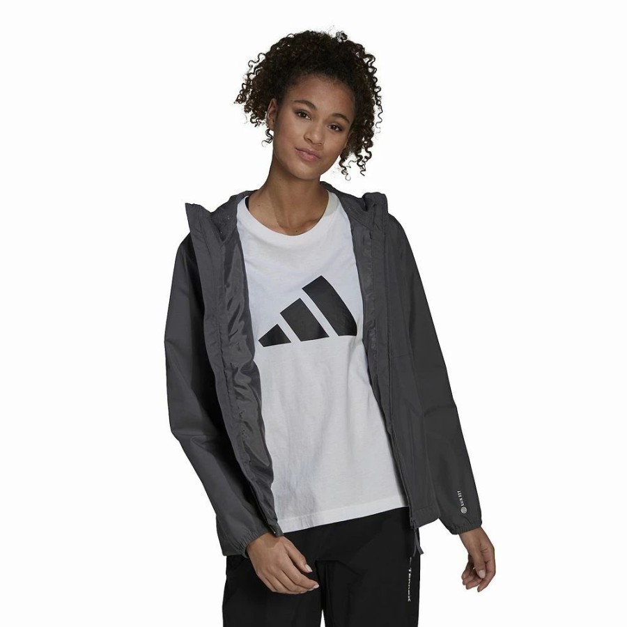 Outerwear * | Women'S Adidas Essential Hooded Rain Jacket