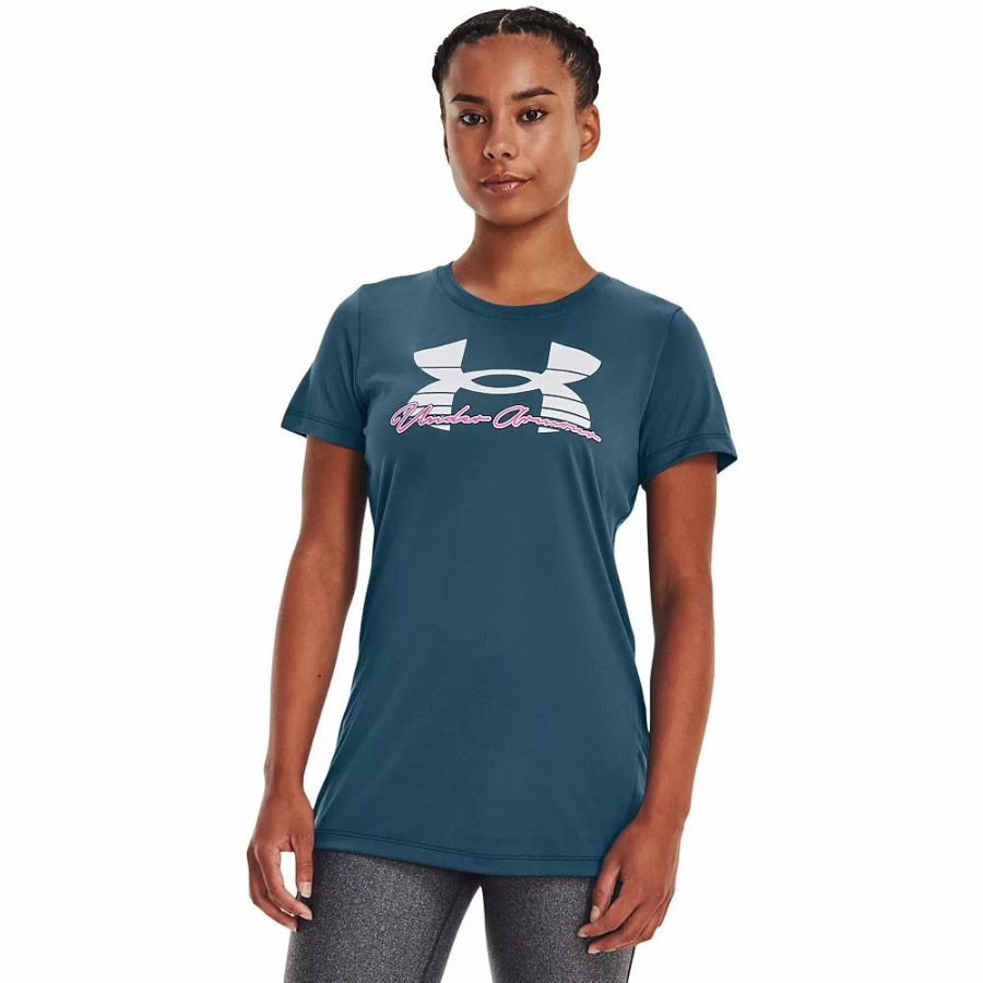 Tops * | Women'S Under Armour Tech Script Logo Tee