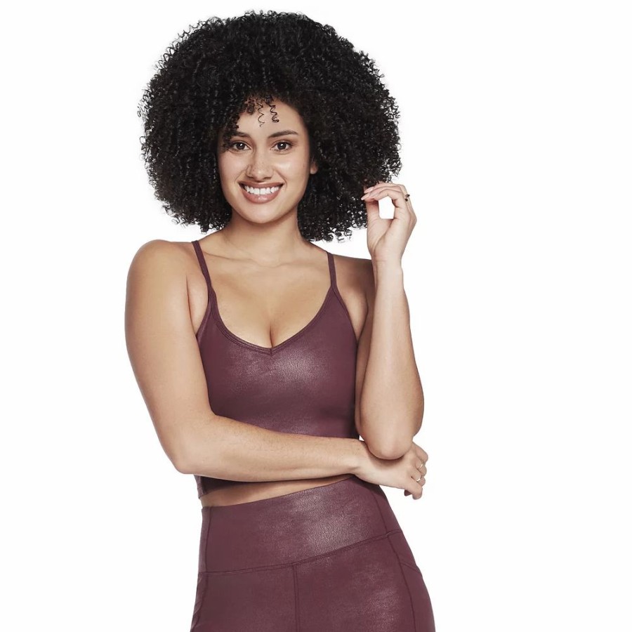 Underwear * | Skechers Gowalk Goflex Faux-Leather Longline Sports Bra