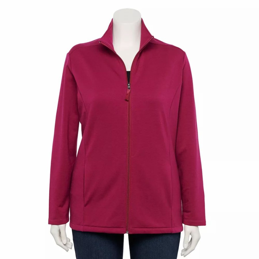 Outerwear * | Plus Size Croft & Barrow Zip-Front Fleece Jacket