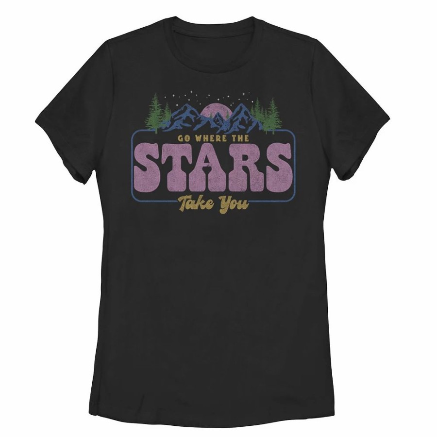 Tops * | Juniors' "Go Where The Stars Take You" Retro Stamp Tee