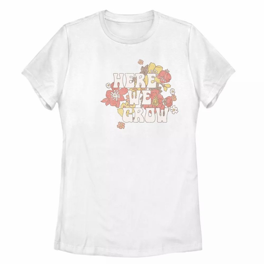 Tops * | Juniors' "Here We Grow" Floral Tee