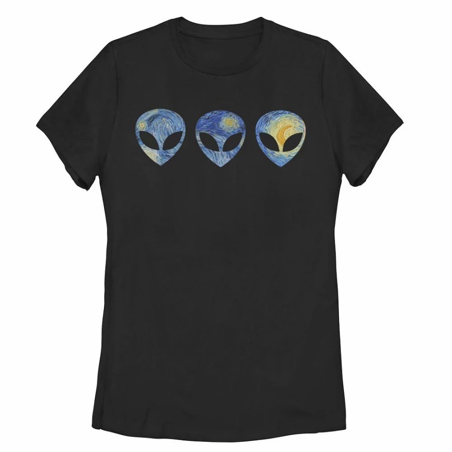 Tops * | Juniors' Alien Trio Big Head Stary Night Fill Graphic Tee