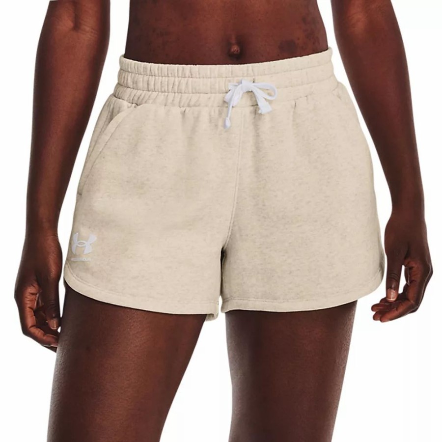 Bottoms * | Women'S Under Armour Rival Fleece Shorts Oatmeal Light Heather