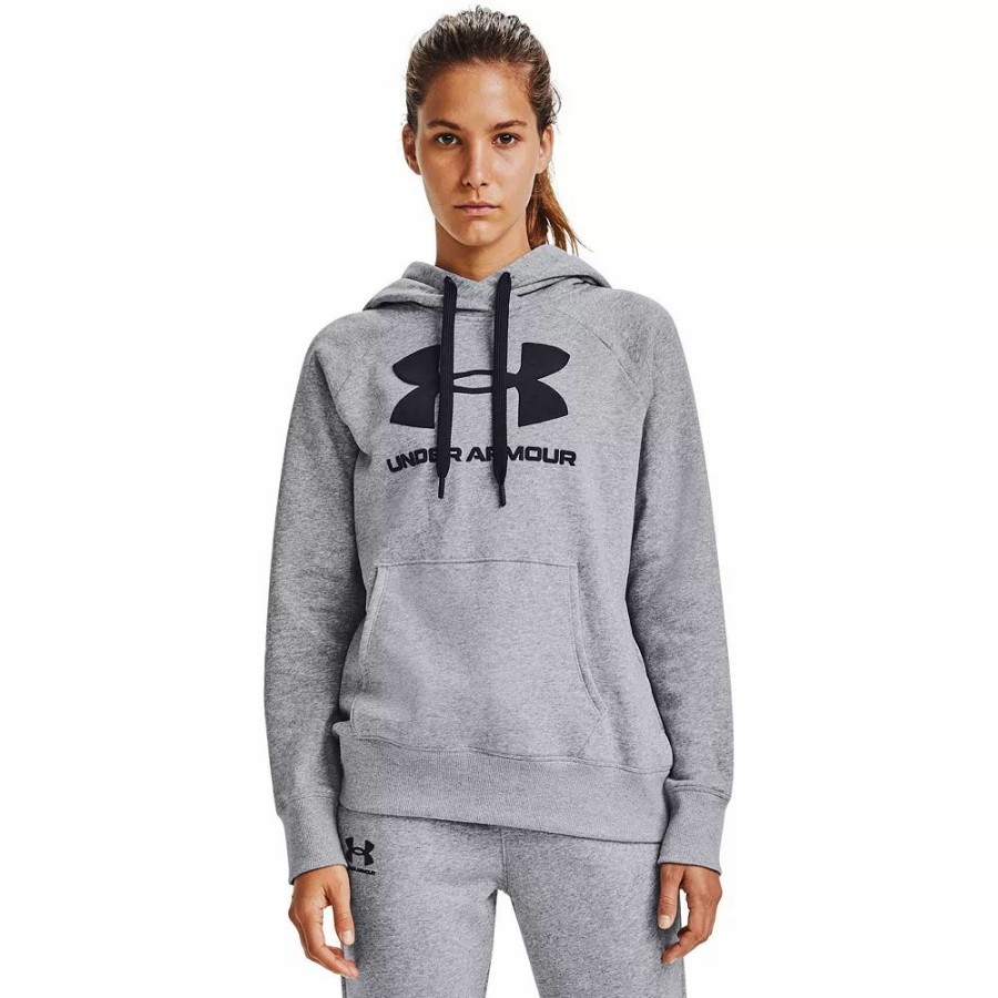 Tops * | Women'S Under Armour Rival Fleece Logo Hoodie Steel Medium Heather