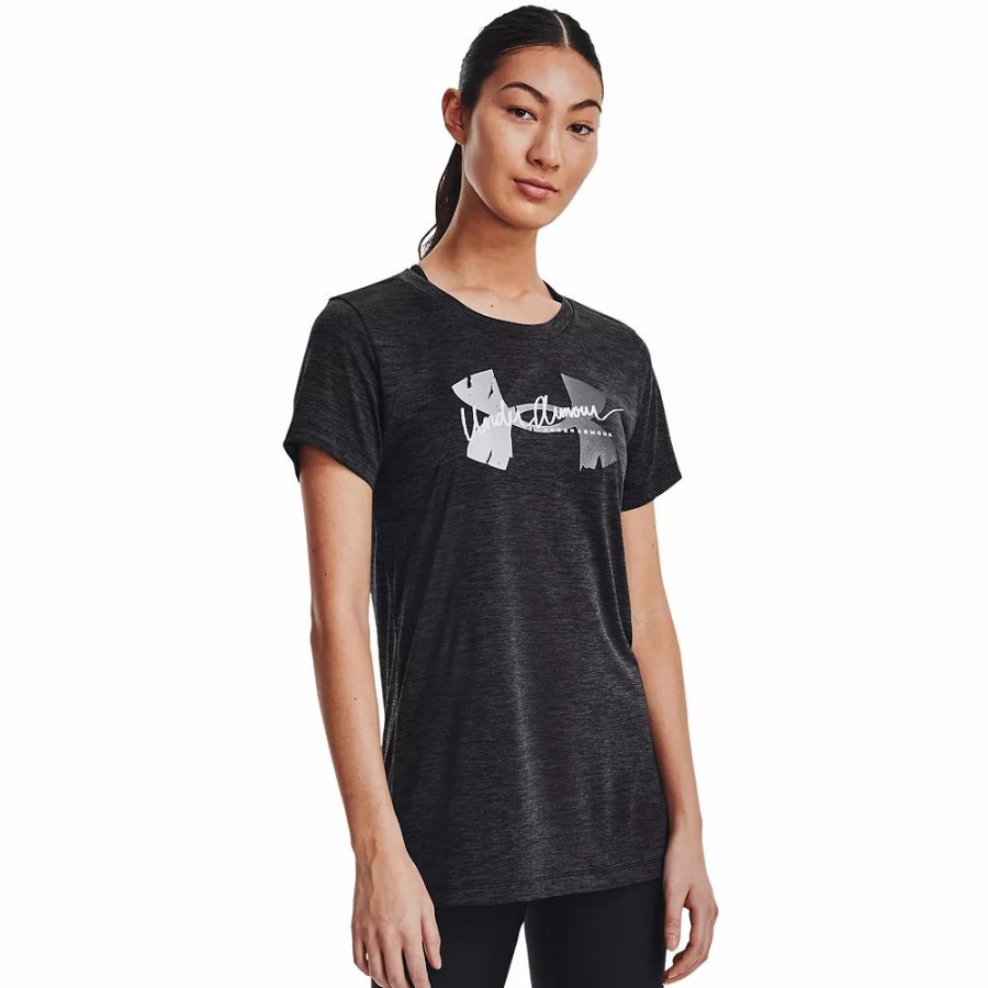 Tops * | Women'S Under Armour Tech Twist Script Logo Tee