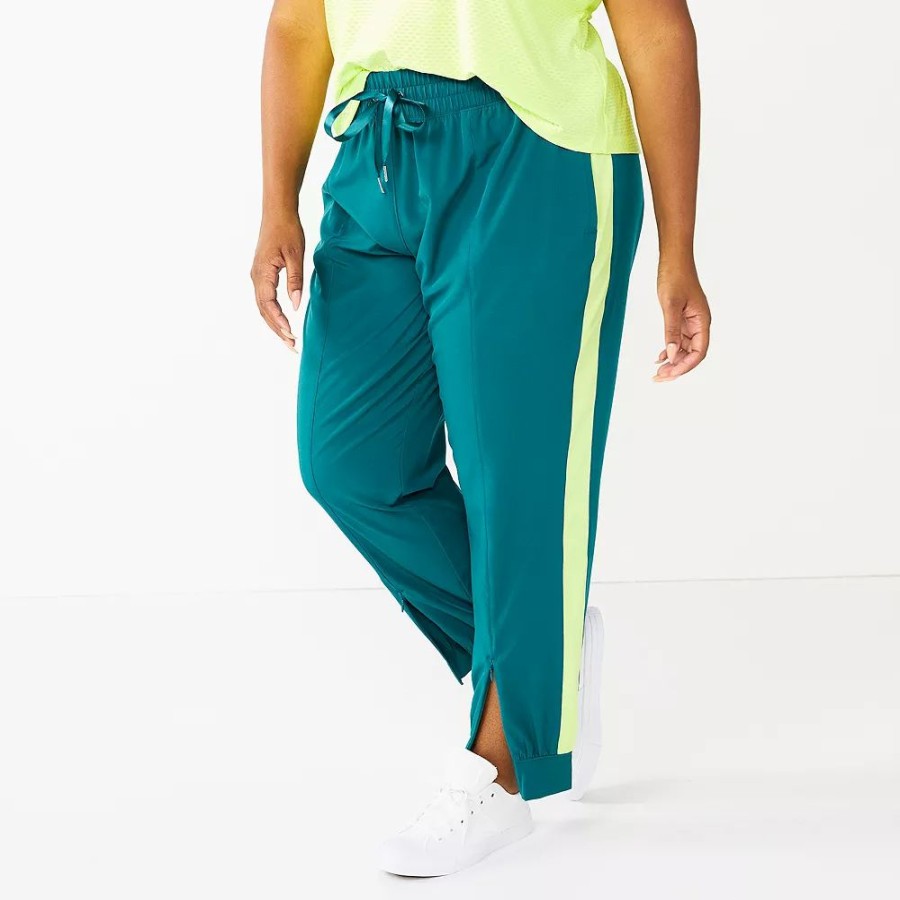 Bottoms * | Plus Size Tek Gear Zipper-Hem Woven Track Pants