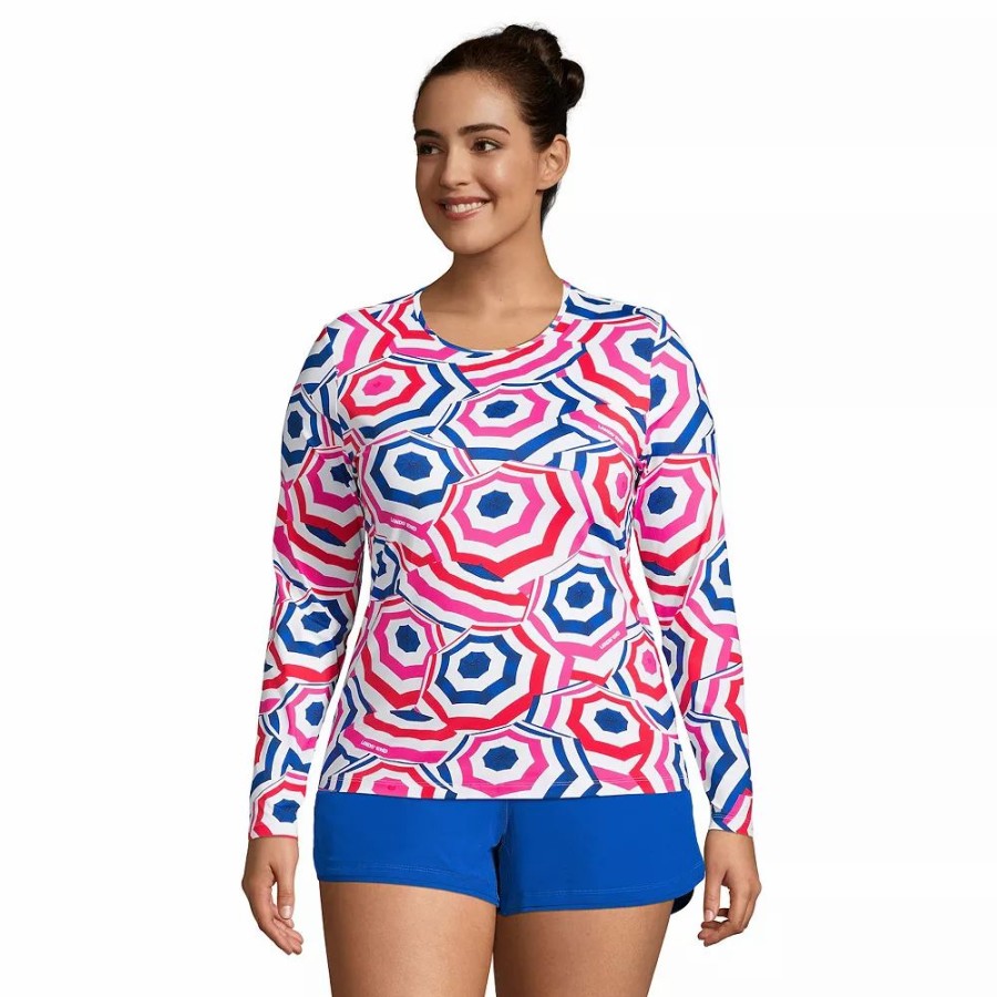 Swimsuits * | Plus Size Lands' End Upf 50 Long Sleeve Rash Guard