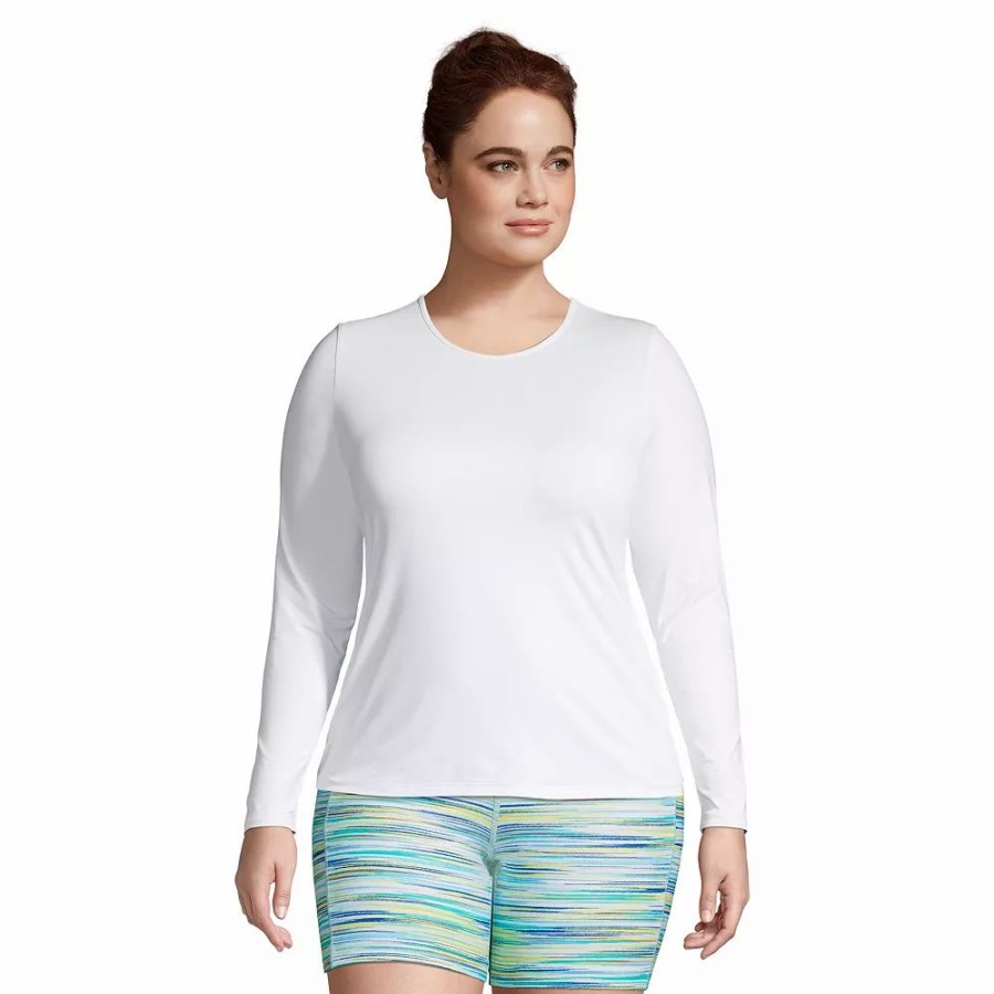 Swimsuits * | Plus Size Lands' End Upf 50 Long Sleeve Rash Guard