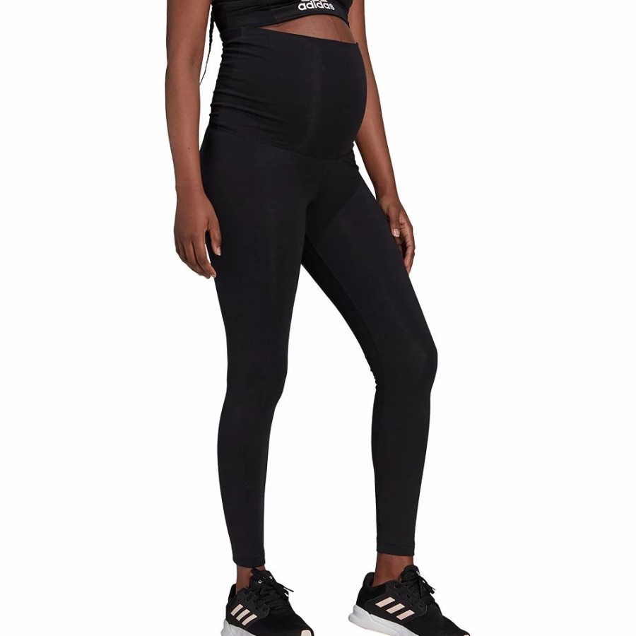 Bottoms * | Maternity Adidas High-Waisted Leggings Black White