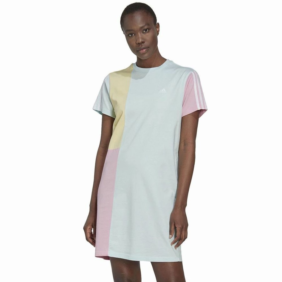 Dresses * | Women'S Adidas Essentials Colorblock Boyfriend T-Shirt Dress