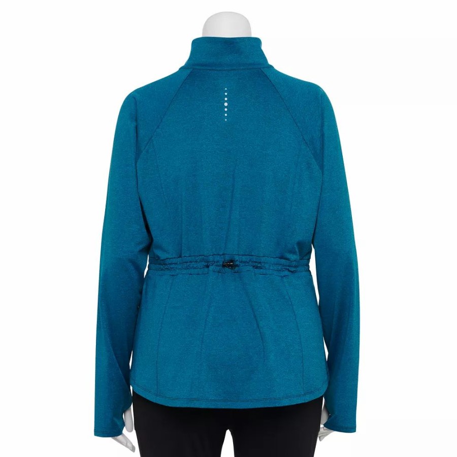 Outerwear * | Plus Size Tek Gear Quarter-Zip Performance Jacket Mineral Black