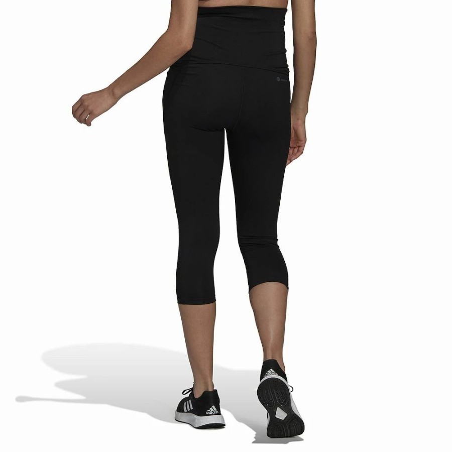 Bottoms * | Maternity Adidas High-Waisted Capri Leggings Black White