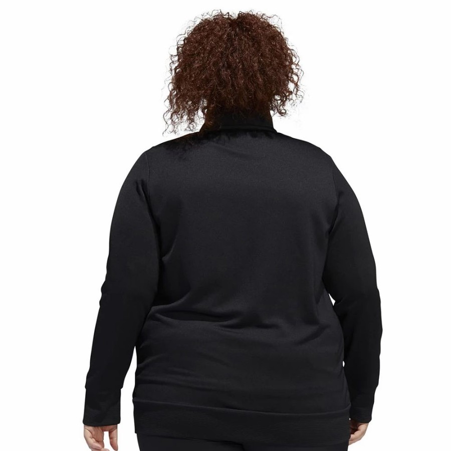 Outerwear * | Plus Size Adidas Textured Full-Zip Jacket Black