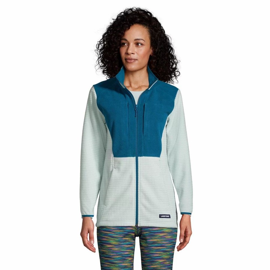 Outerwear * | Petite Lands' End Grid Fleece Jacket