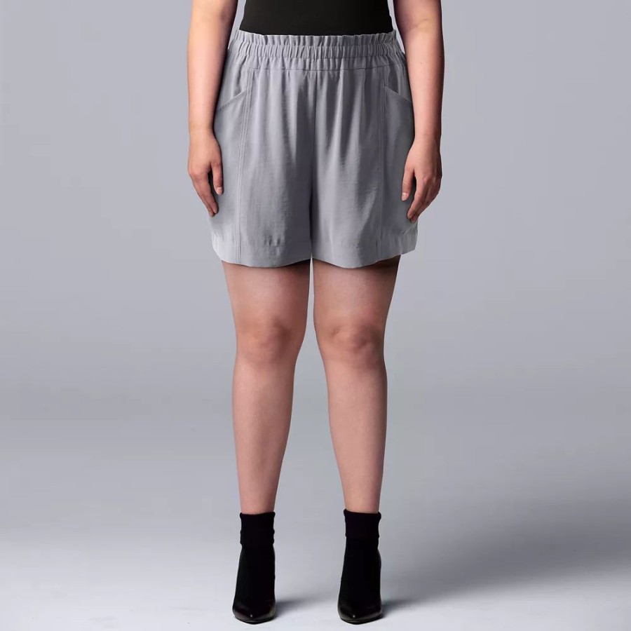 Bottoms * | Plus Size Simply Vera Vera Wang High-Waisted Soft Shorts