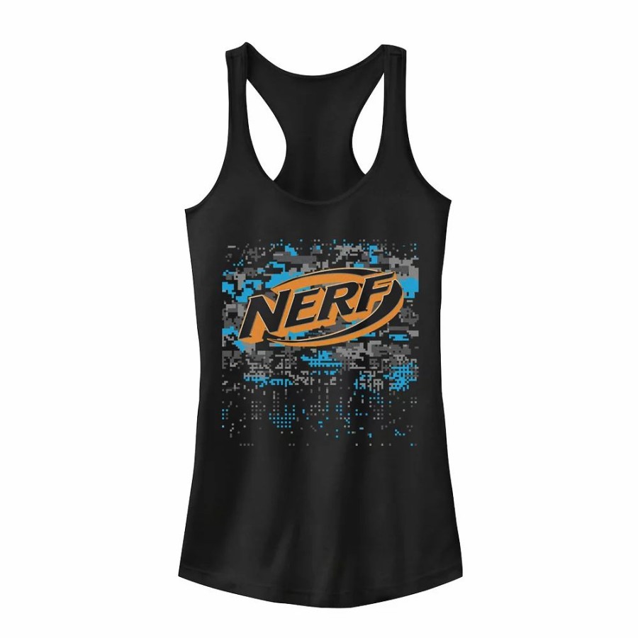 Tops * | Juniors' Nerf Logo Glitch Camouflage Tank Top