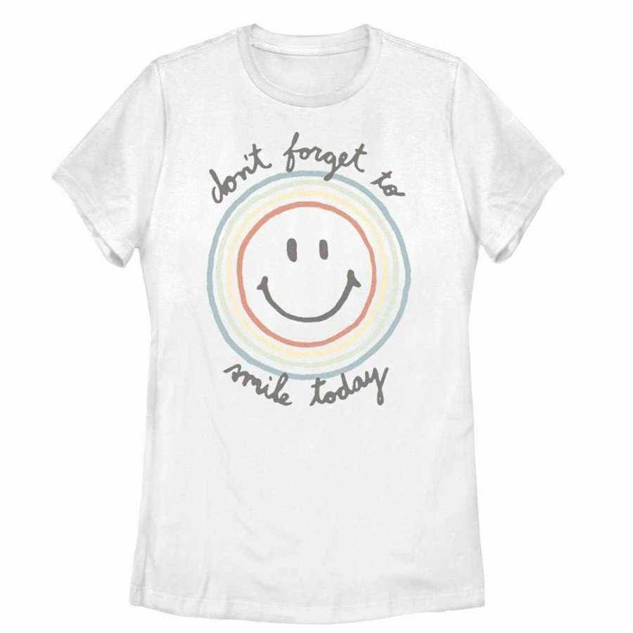 Tops * | Juniors' "Don'T Forget To Smile Today" Graphic Tee