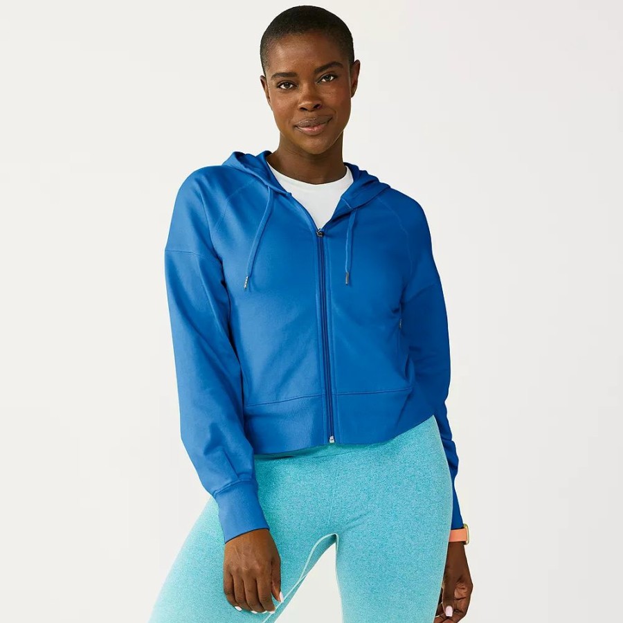 Outerwear * | Women'S Tek Gear French Terry Crop Zip-Up Jacket