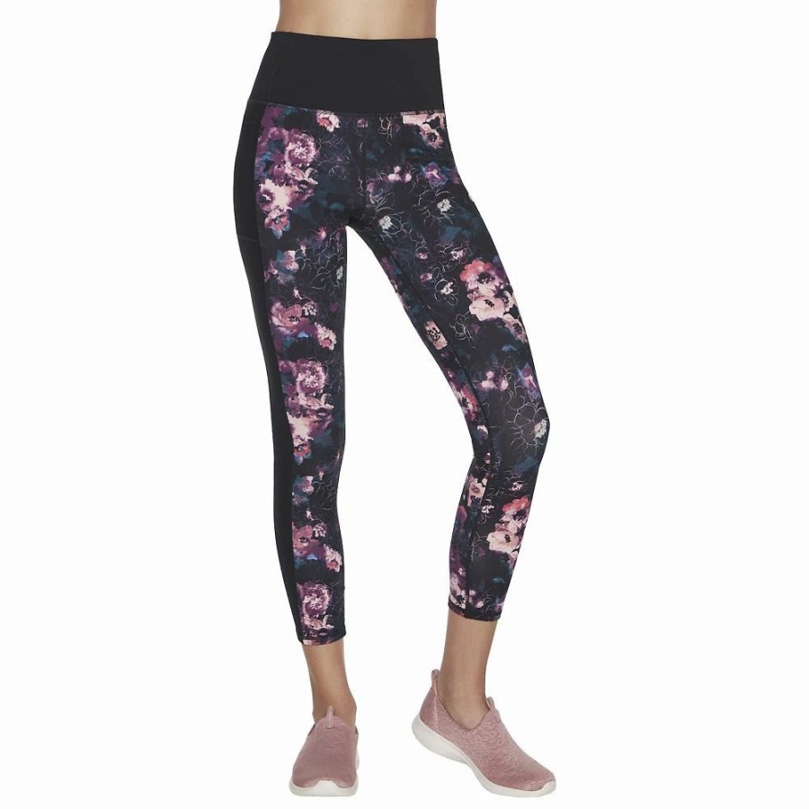 Bottoms * | Women'S Skechers Go Walk Wear Linear Floral High-Waisted 7/8 Leggings