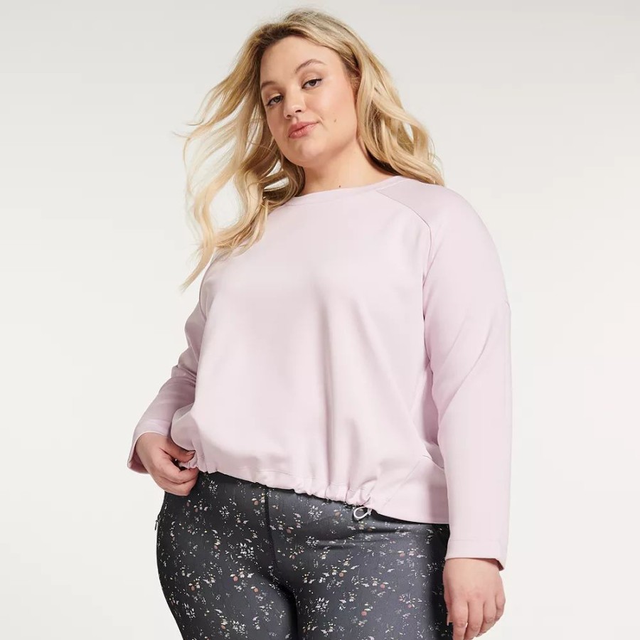 Tops * | Plus Size Flx Cinched-Hem Popover Top Grape Fondant