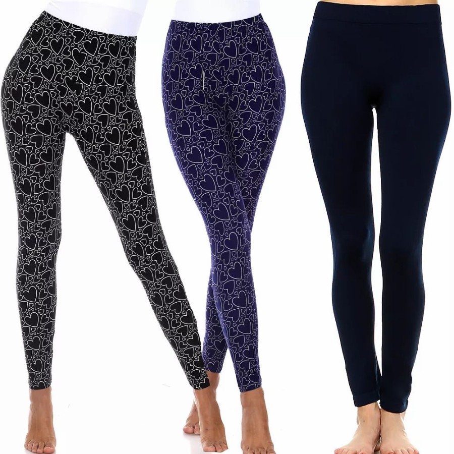 Bottoms * | Women'S White Mark 3-Pack Leggings Black Blue Navy