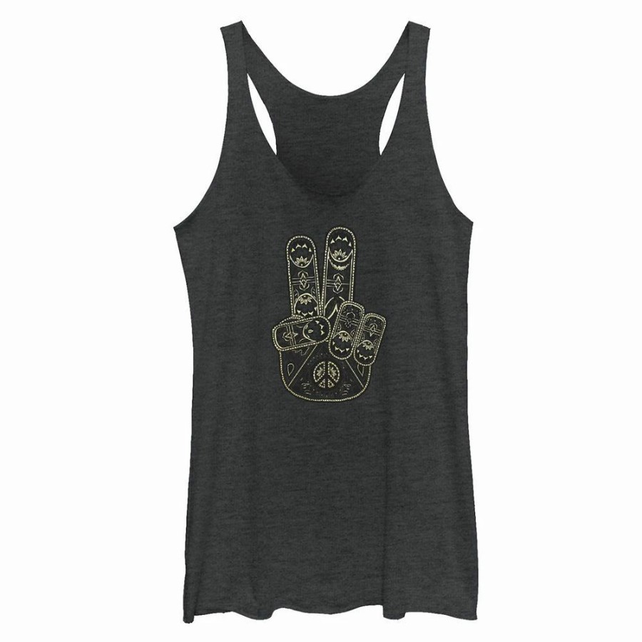 Tops * | Juniors' Boho Tie-Dye Peace Hand Graphic Tank