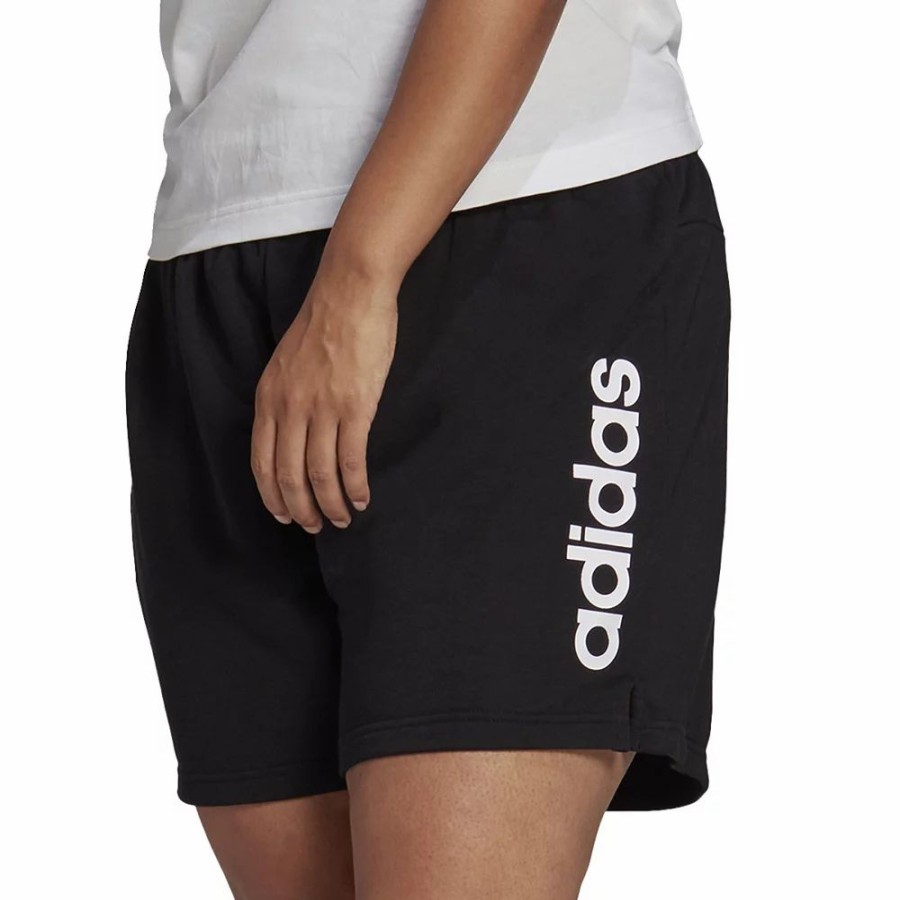 Bottoms * | Women'S Adidas Linear French Terry Shorts Black White