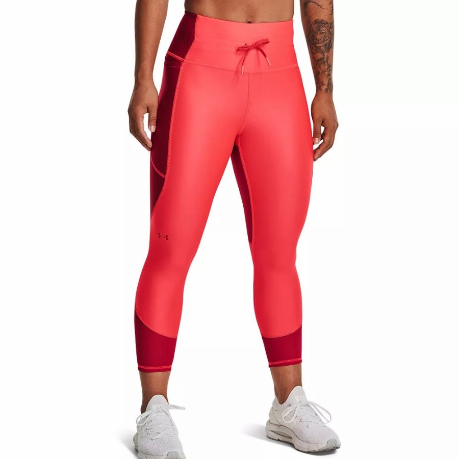 Bottoms * | Women'S Under Armour Heatgear 7/8 Leggings Beta Gray Red