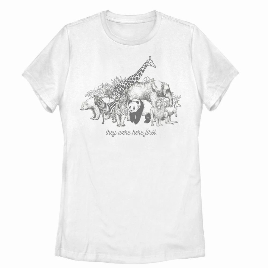 Tops * | Juniors' "They Were Here First" Animal Group Portrait Tee