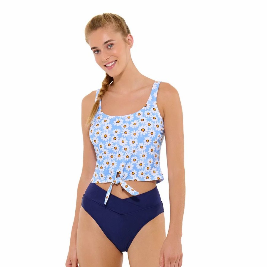 Swimsuits * | Juniors' Ninety-Nine Knot-Front Crop Tankini Top