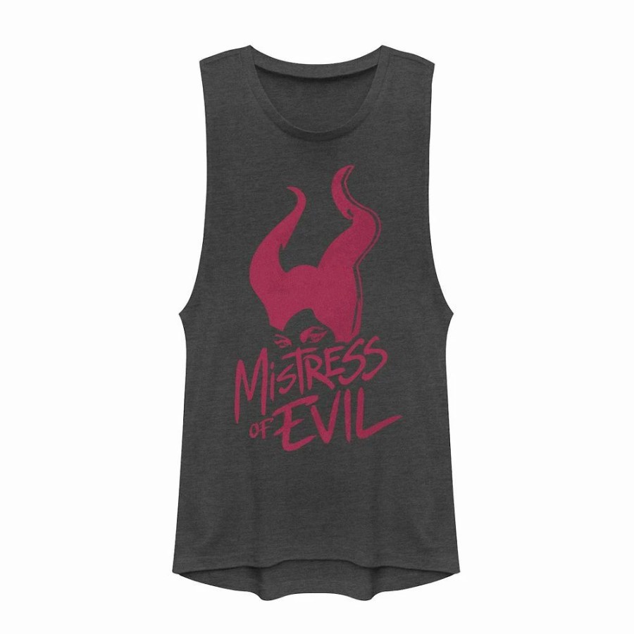 Tops * | Disney'S Maleficent Juniors' Mistress Of Evil Maleficent Stamp Muscle Tank