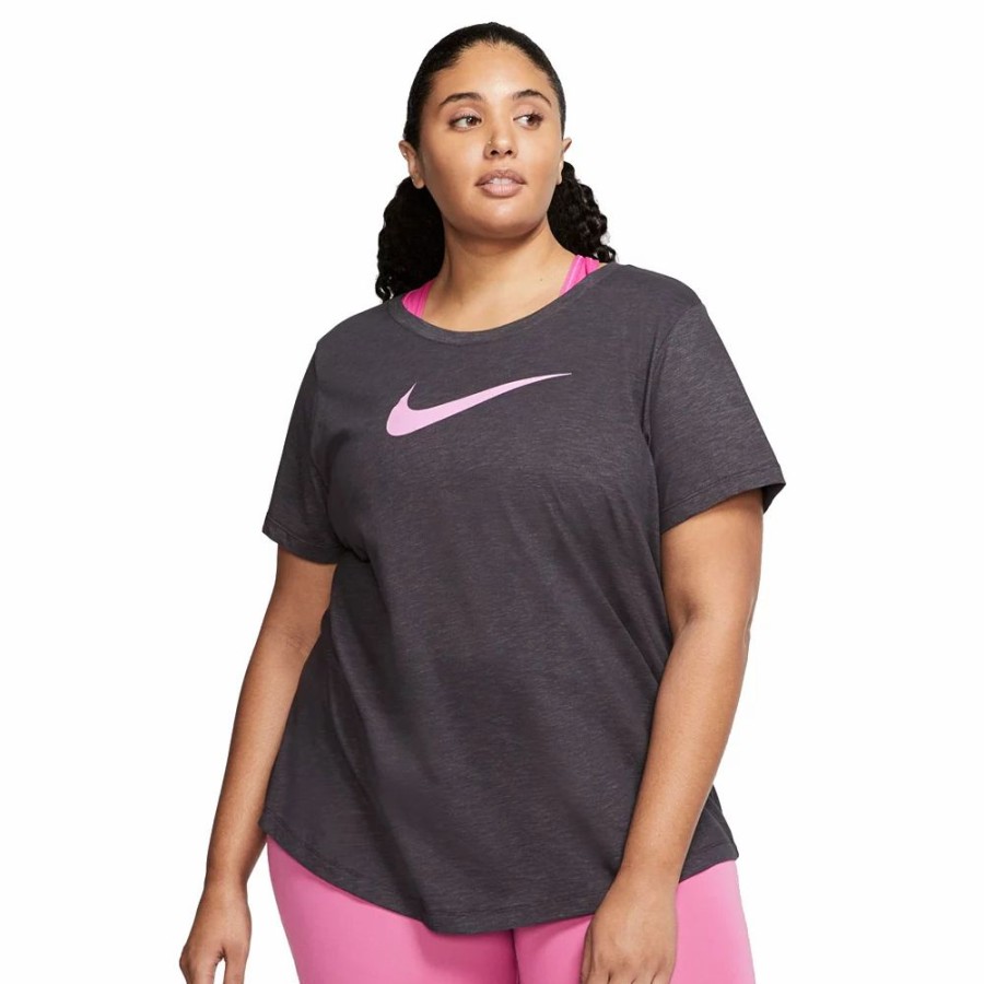 Tops * | Plus Size Nike Dri-Fit Training Swoosh Logo Tee