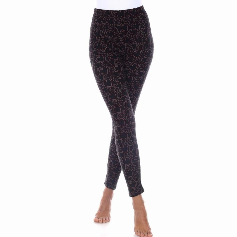 Bottoms * | Women'S White Mark Printed Leggings Black Brown Heart