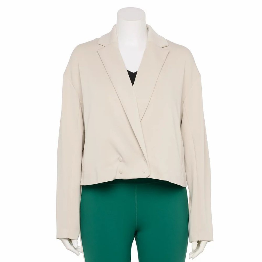 Tops * | Plus Size Flx Double-Breasted Crop Blazer