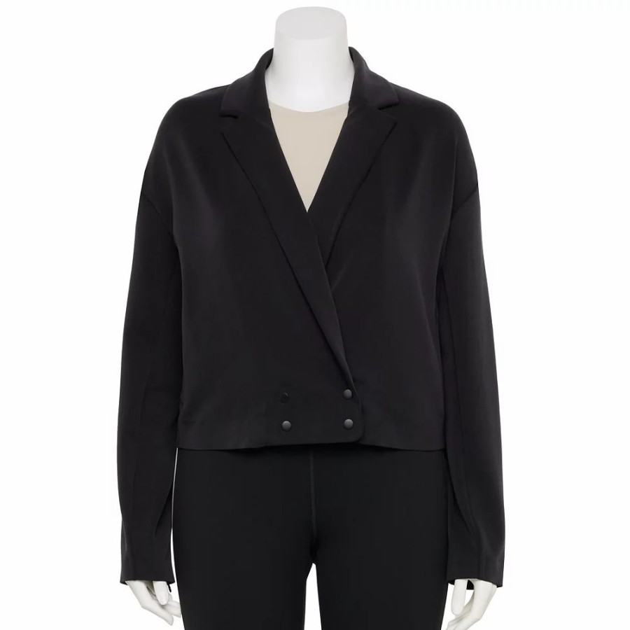 Tops * | Plus Size Flx Double-Breasted Crop Blazer