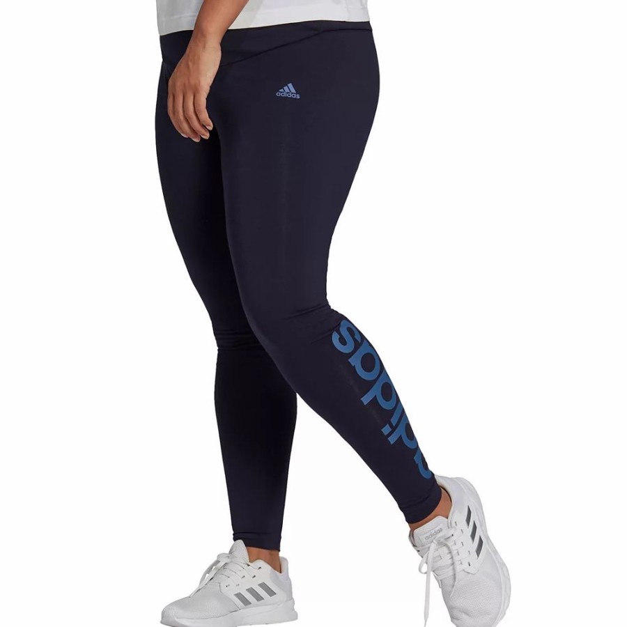 Bottoms * | Plus Size Adidas Essential Linear High-Waisted Leggings