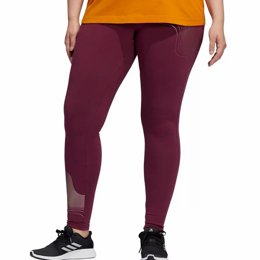 Bottoms * | Plus Size Adidas Holiday Shine Graphic Tights